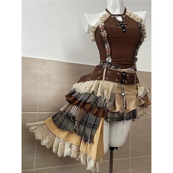 Y2K Steam Punk Fantasy Anime Cosplay 2 Piece Dress & Top Set - Size XS (0-2) - Picture 5 of 6